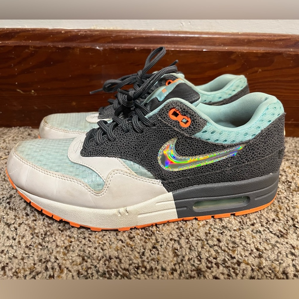 Nike Blue and Orange Athletic Shoes Air Max 1
